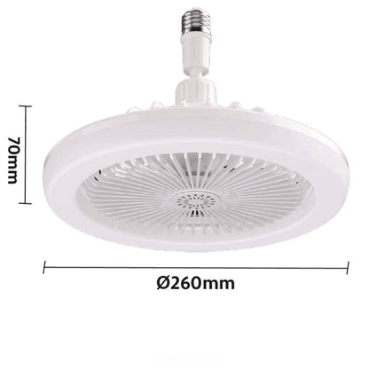 Ventilador de teto branco com diâmetro de 260mm e altura de 70mm, design moderno e compacto