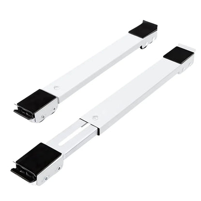 Barra de suporte extensível em metal branco com apoio de silicone preto para móveis