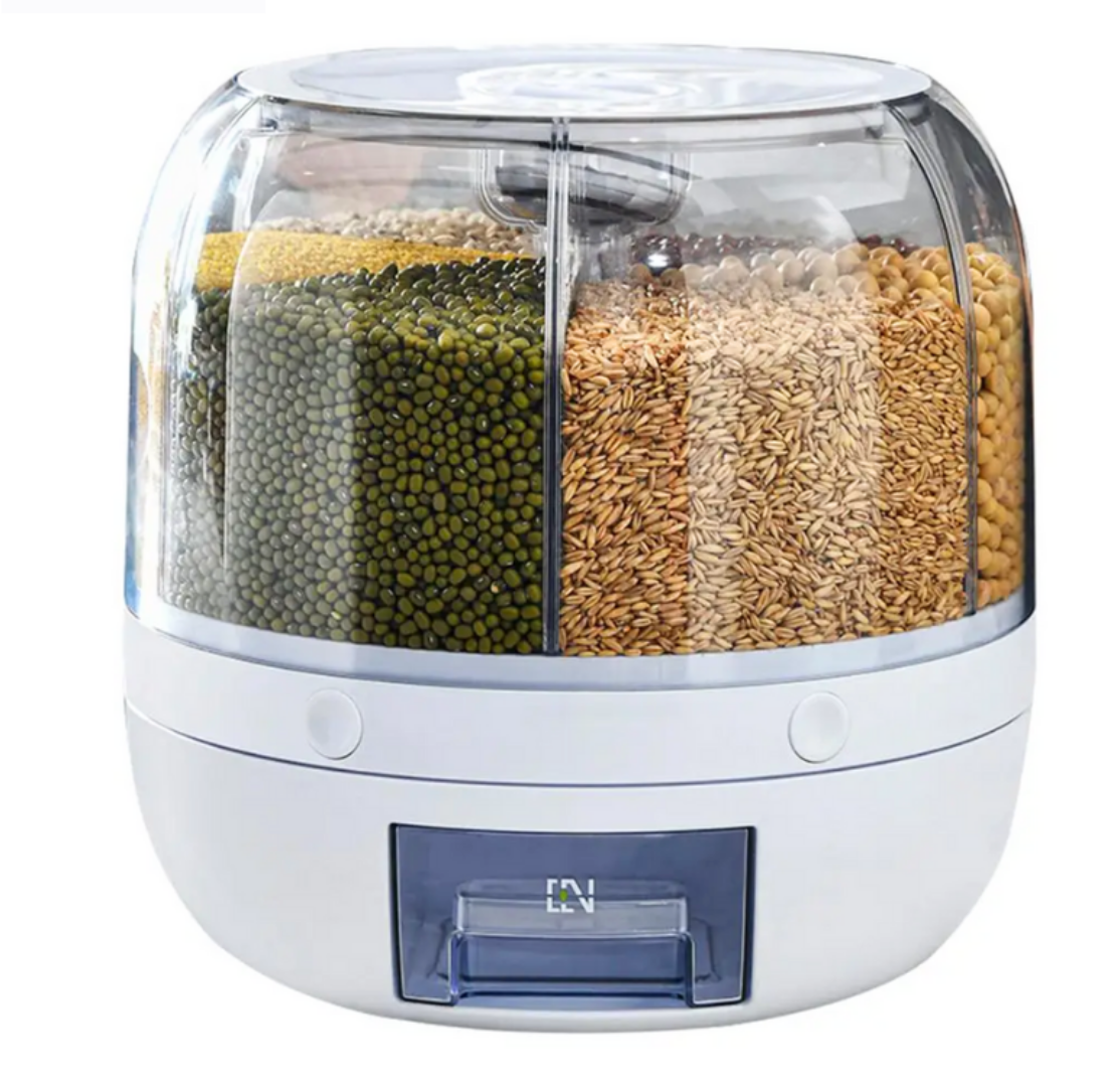 Dispenser de alimentos/grãos/cereais Giratório com 6 divisões