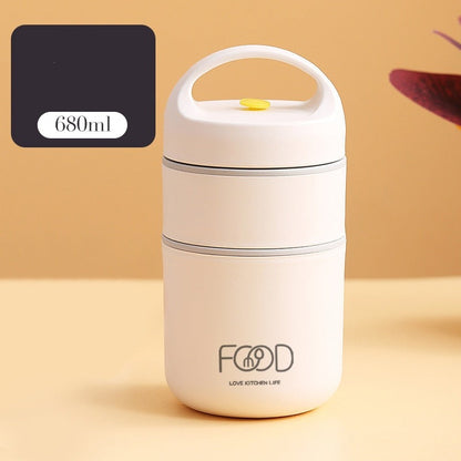 Marmita térmica branca 680ml com alça e design moderno para conservar alimentos quente ou frio