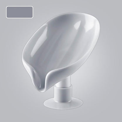 Assento de plástico branco moderno com base redonda, design ergonômico em fundo cinza