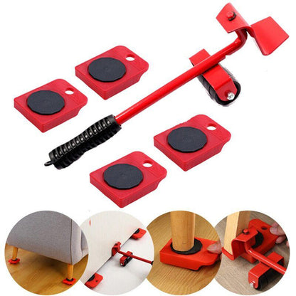 Kit de ferramentas para mover móveis com roldanas e almofadas antiderrapantes vermelhas
