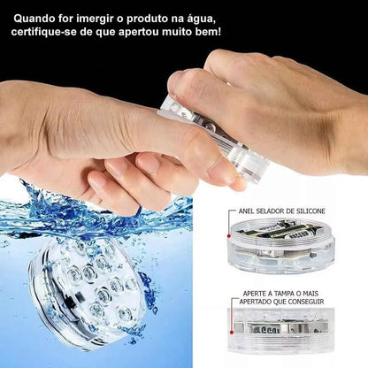 Kit Luminárias de Piscina RGB - Sem Fio Com Controle Remoto