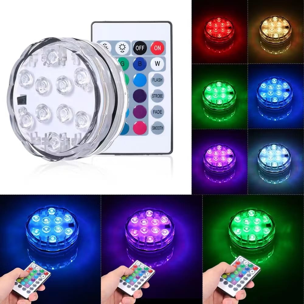 Kit Luminárias de Piscina RGB - Sem Fio Com Controle Remoto