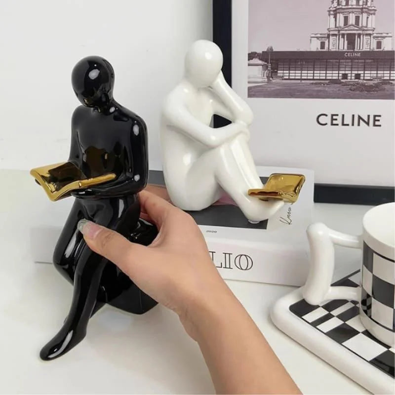 Aparador de Livros em Cerâmica Decorativo para Escritório e Estante