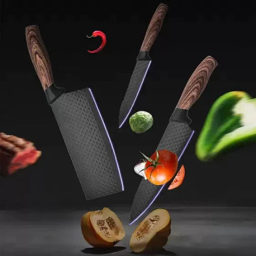 Conjunto de Facas em Madeira e Inox - Linha Premium