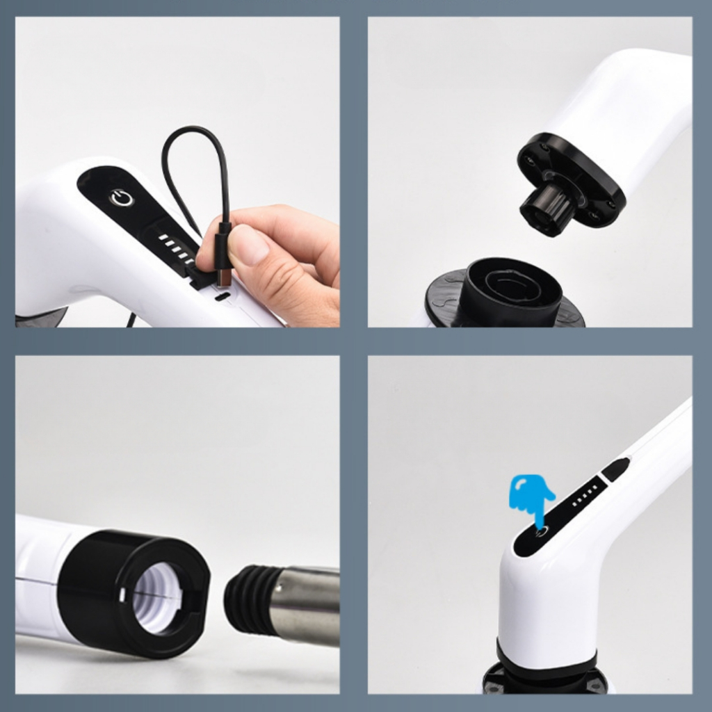 Escova De Limpeza Ajustável 3 em 1 Recarregável