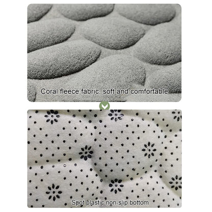 Tecido de lã coral cinza macio e confortável e base antiderrapante com pontos plásticos pretos