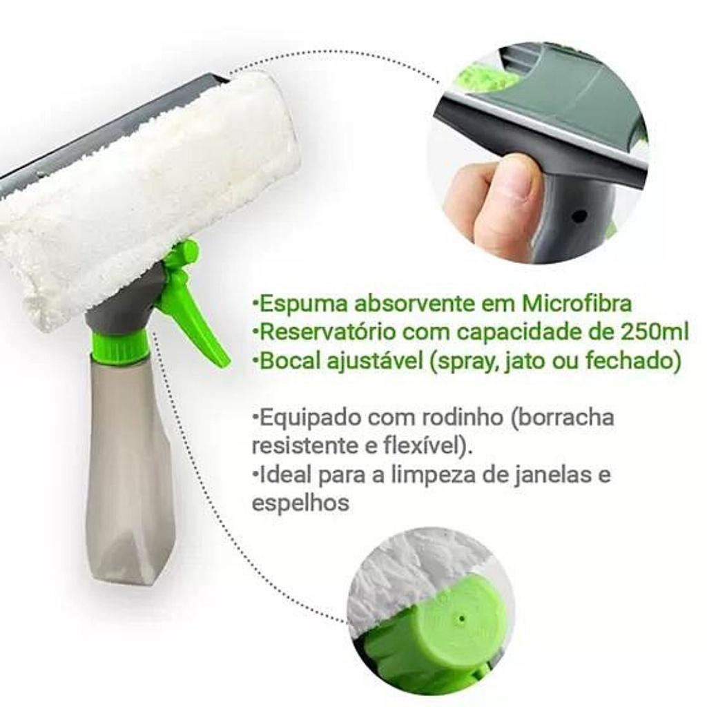 Rodo Spray Limpa E Seca Vidros 3 Em 1 250ml Multiuso