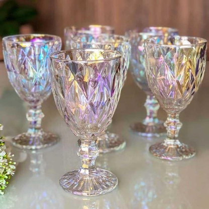 Jogo de 6 Taças de Vidro Diamond Transparente 330ml