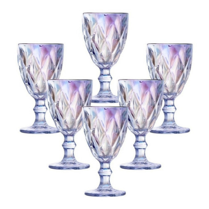 Jogo de 6 Taças de Vidro Diamond Transparente 330ml