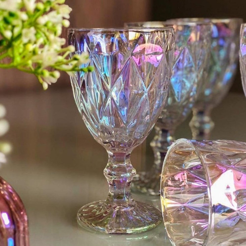 Jogo de 6 Taças de Vidro Diamond Transparente 330ml