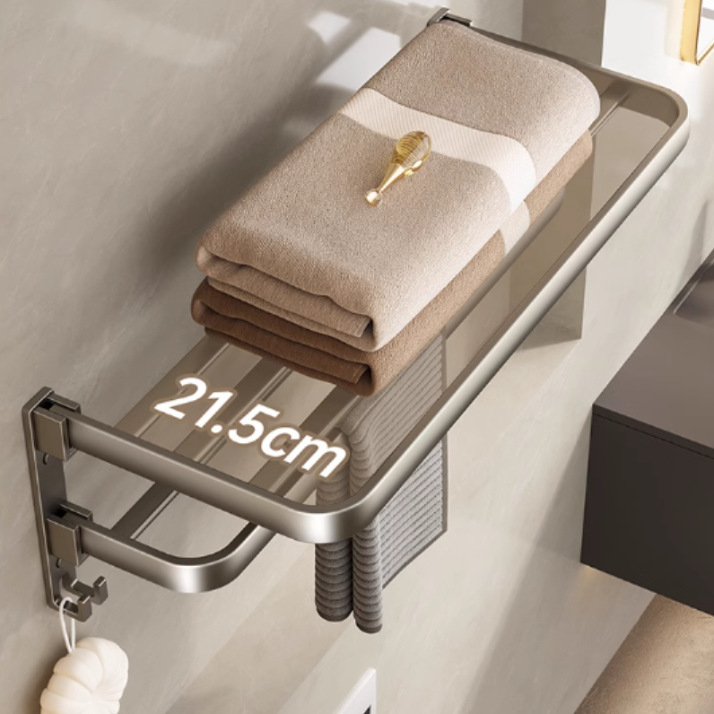 Suporte Toalheiro Banheiro Duplo Aço Inox Premium Retrátil 90°