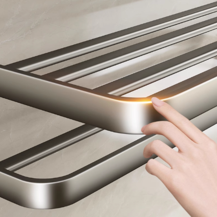 Suporte Toalheiro Banheiro Duplo Aço Inox Premium Retrátil 90°