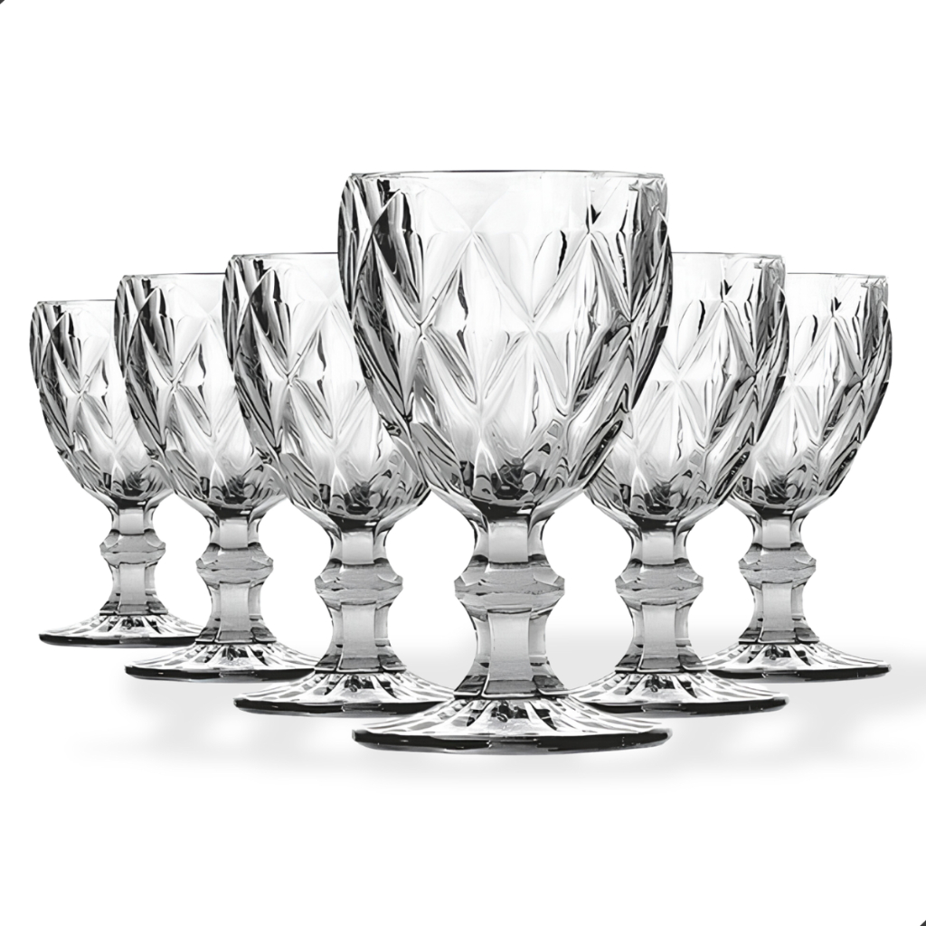 Jogo de 6 Taças de Vidro Diamond Transparente 330ml