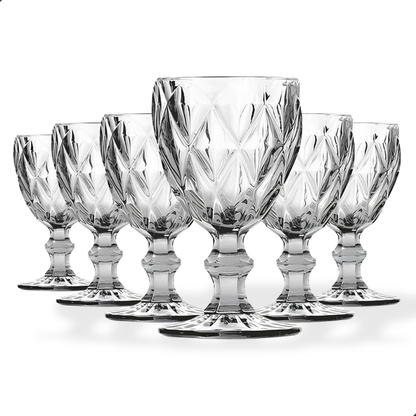 Jogo de 6 Taças de Vidro Diamond Transparente 330ml