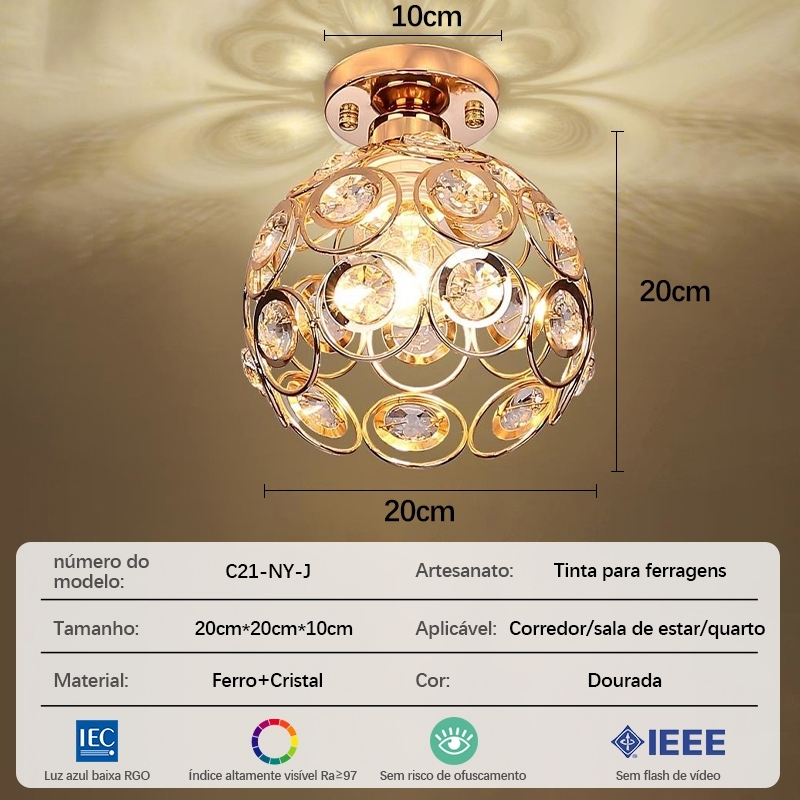 Luminária De Teto Cristal Simplicidade Moderna