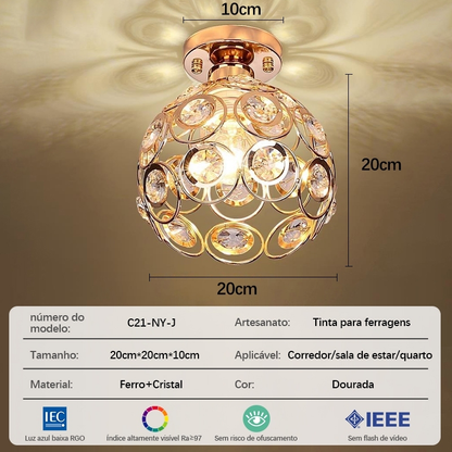 Luminária De Teto Cristal Simplicidade Moderna