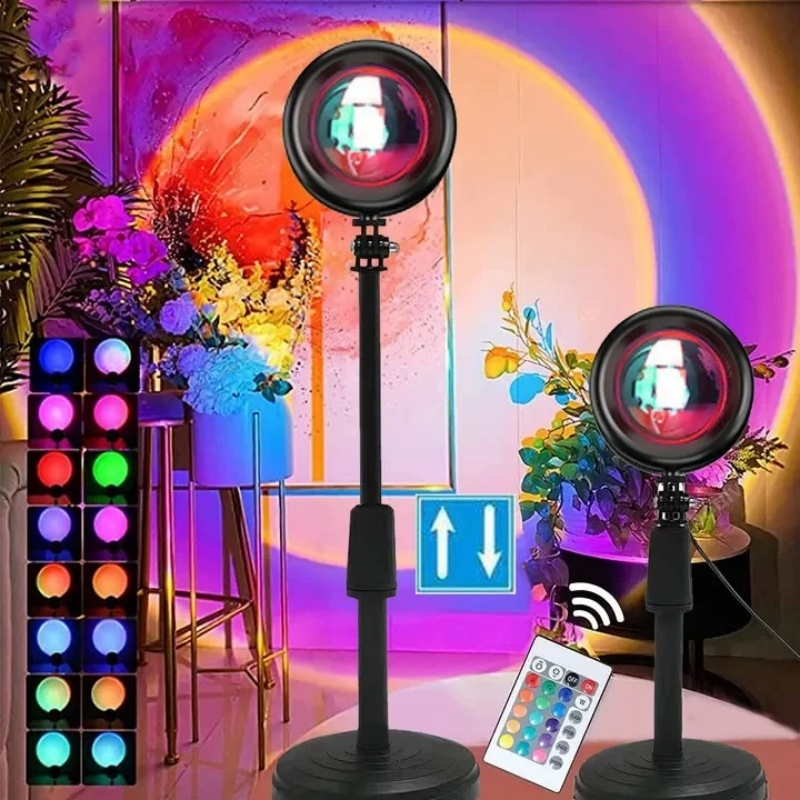 Lâmpada Pôr do Sol com Controle Remoto Luz Noturna USB 16 Cores Ajustáveis