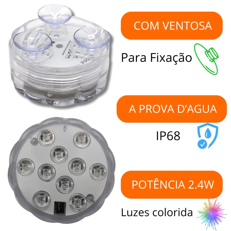 Kit Luminárias de Piscina RGB - Sem Fio Com Controle Remoto