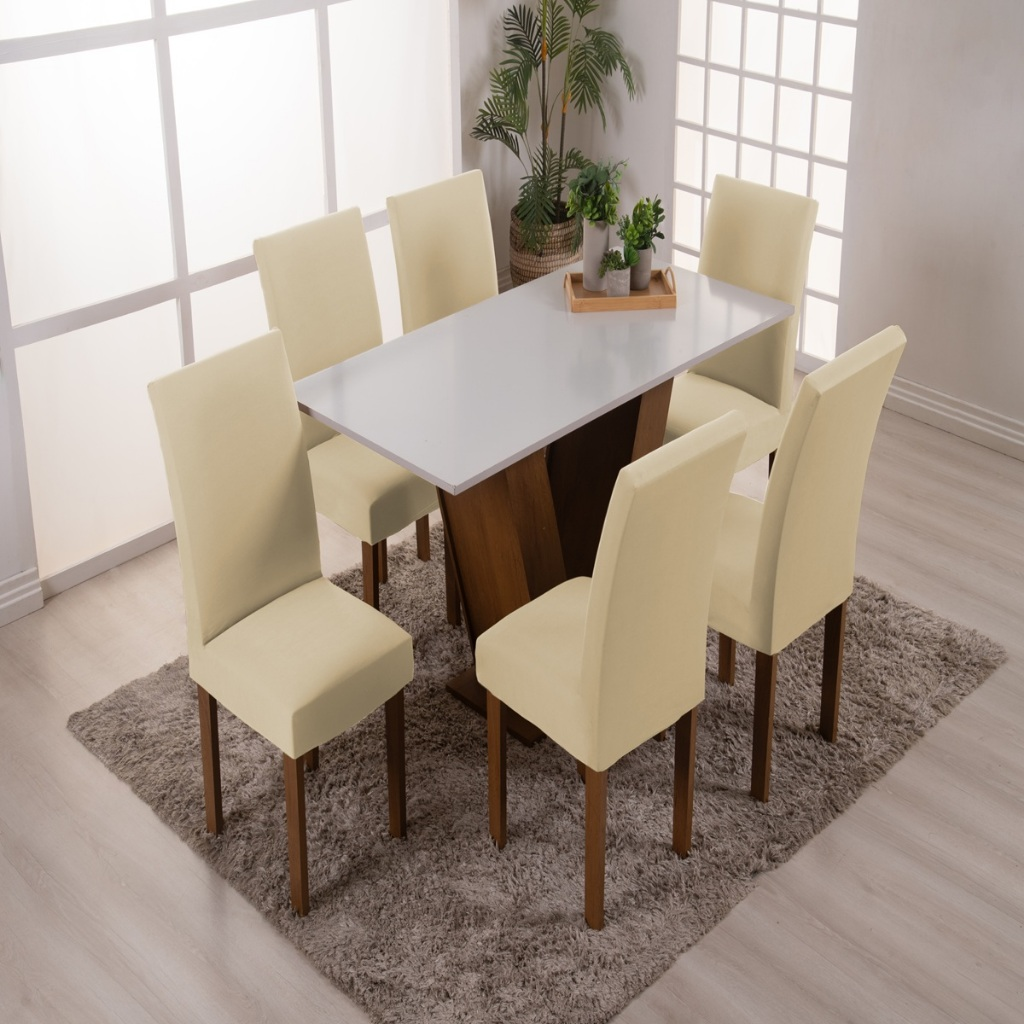 Capa De Cadeira Kit 4 e 6 Lugares Spandex Com Elástico