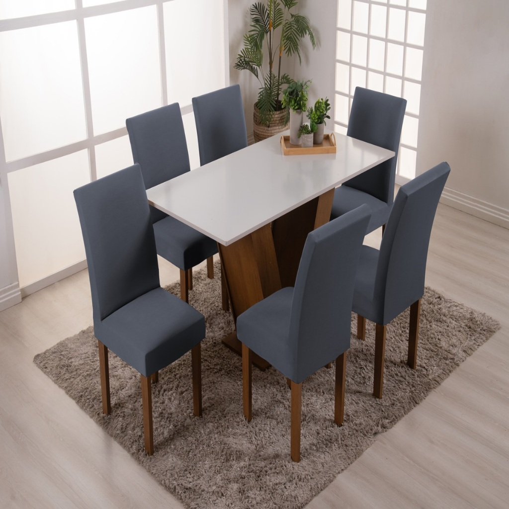 Capa De Cadeira Kit 4 e 6 Lugares Spandex Com Elástico