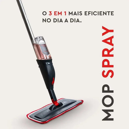 Mop spray 3 em 1 com reservatório de líquido transparente e design eficiente para limpeza diária