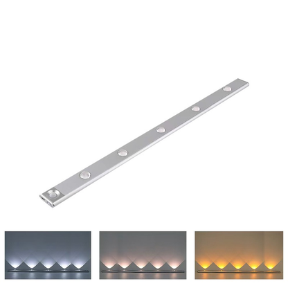 Luzes De Armário LED Sem Fio Magnéticas Ajustáveis De 3 Cores com Sensor