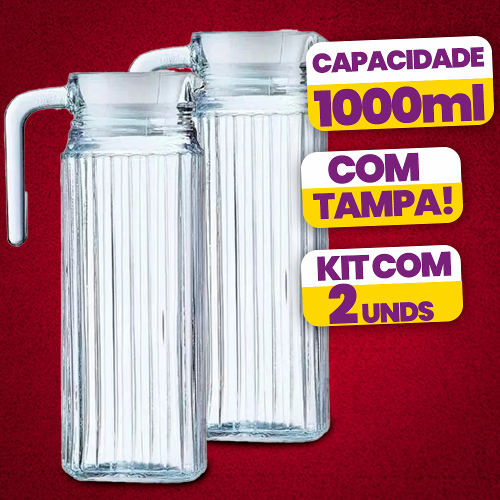 Jarra De Vidro Suíça 1 Litro Jarra - COMPRE 1 LEVE 2