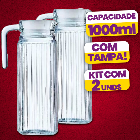 Jarra De Vidro Suíça 1 Litro Jarra - COMPRE 1 LEVE 2