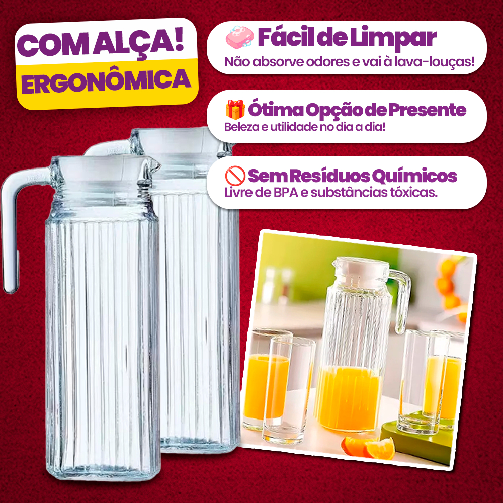 Jarra De Vidro Suíça 1 Litro Jarra - COMPRE 1 LEVE 2