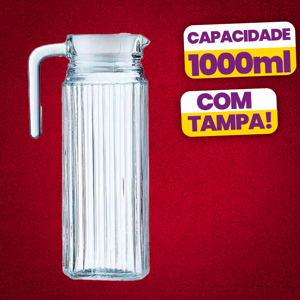 Jarra De Vidro Suíça 1 Litro Jarra - COMPRE 1 LEVE 2