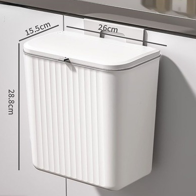 Lixeira Suspensa Com Tampa 9 Litros Suporte De Adesivos E Alça De Pendurar