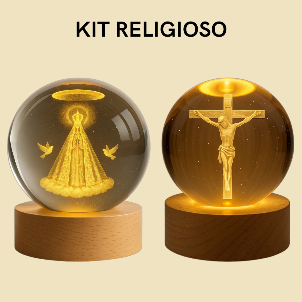 KIT 2 Luminárias de Mesa Abajur Nossa Senhora Aparecida e Jesus