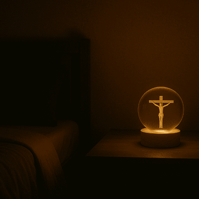 KIT 2 Luminárias de Mesa Abajur Nossa Senhora Aparecida e Jesus