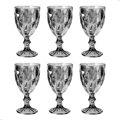Jogo de 6 Taças de Vidro Diamond Transparente 330ml