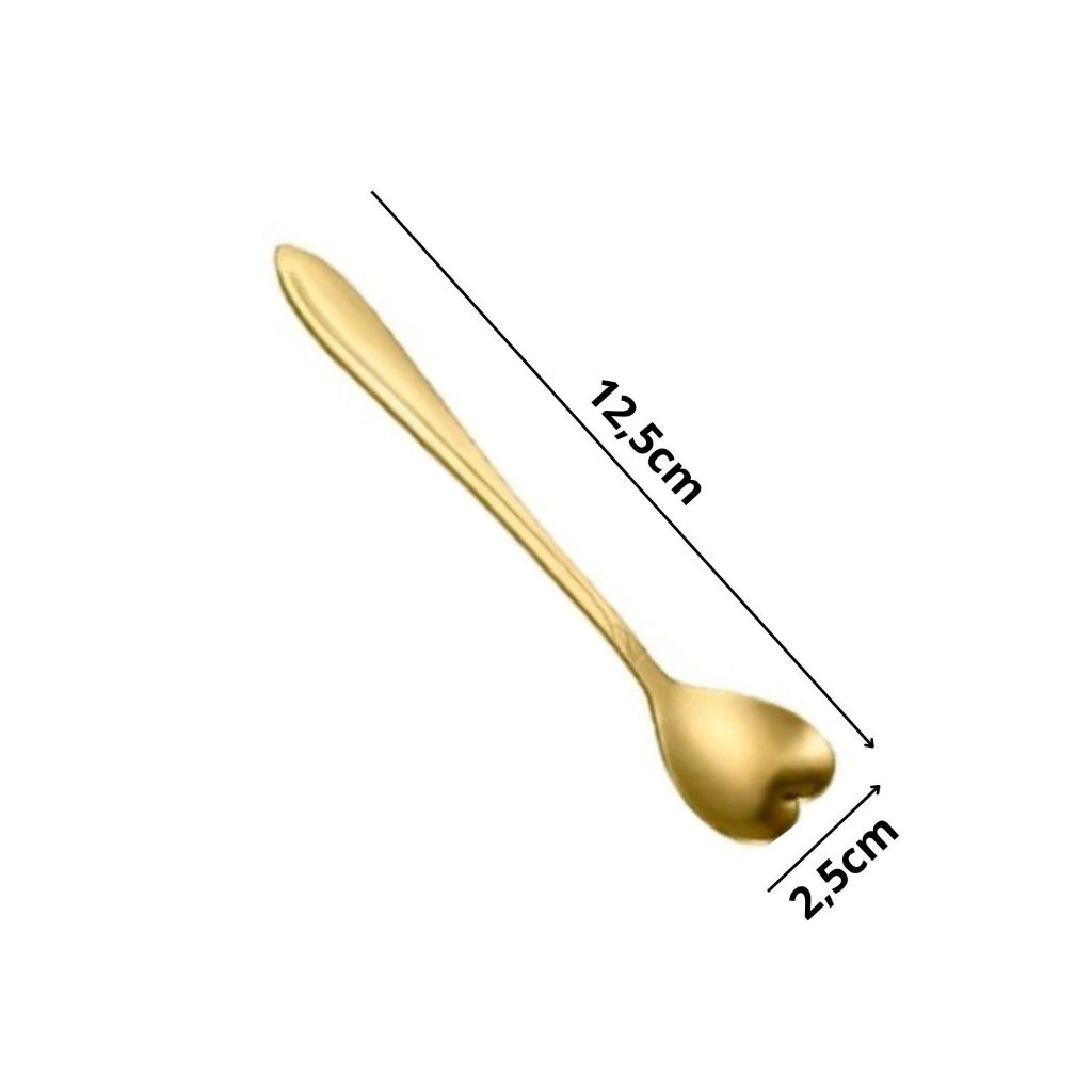 Kit Colher Coração de Chá Aço Inoxidável