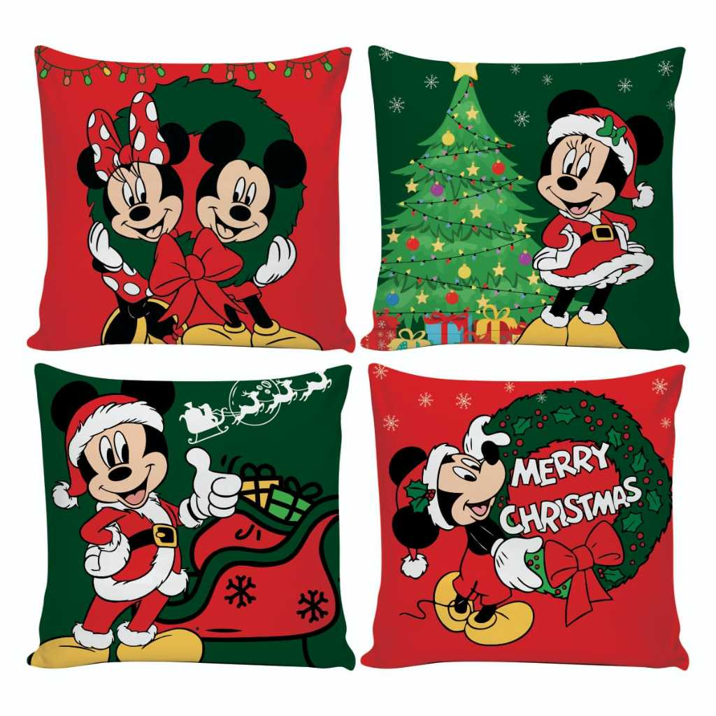 Kit 4 Capas de Almofadas Decorativas 45x45cm Feliz Natal