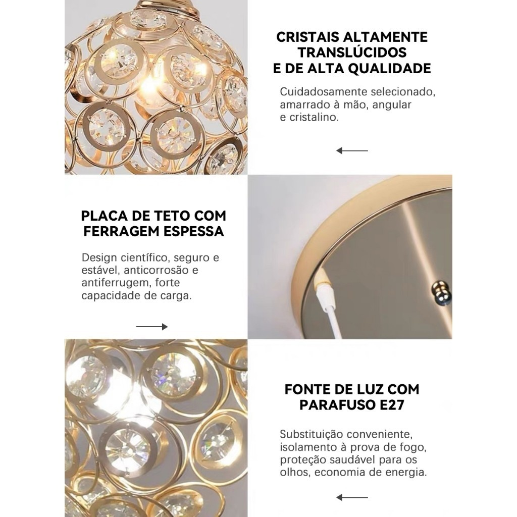 Luminária De Teto Cristal Simplicidade Moderna