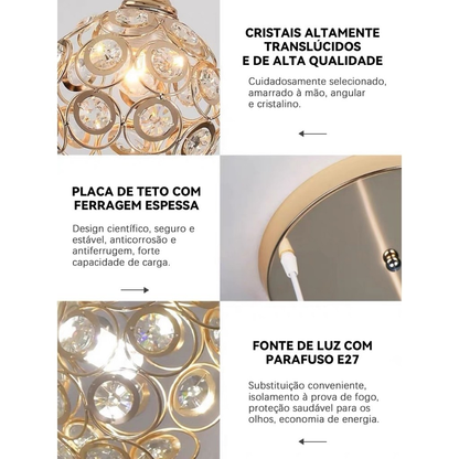 Luminária De Teto Cristal Simplicidade Moderna
