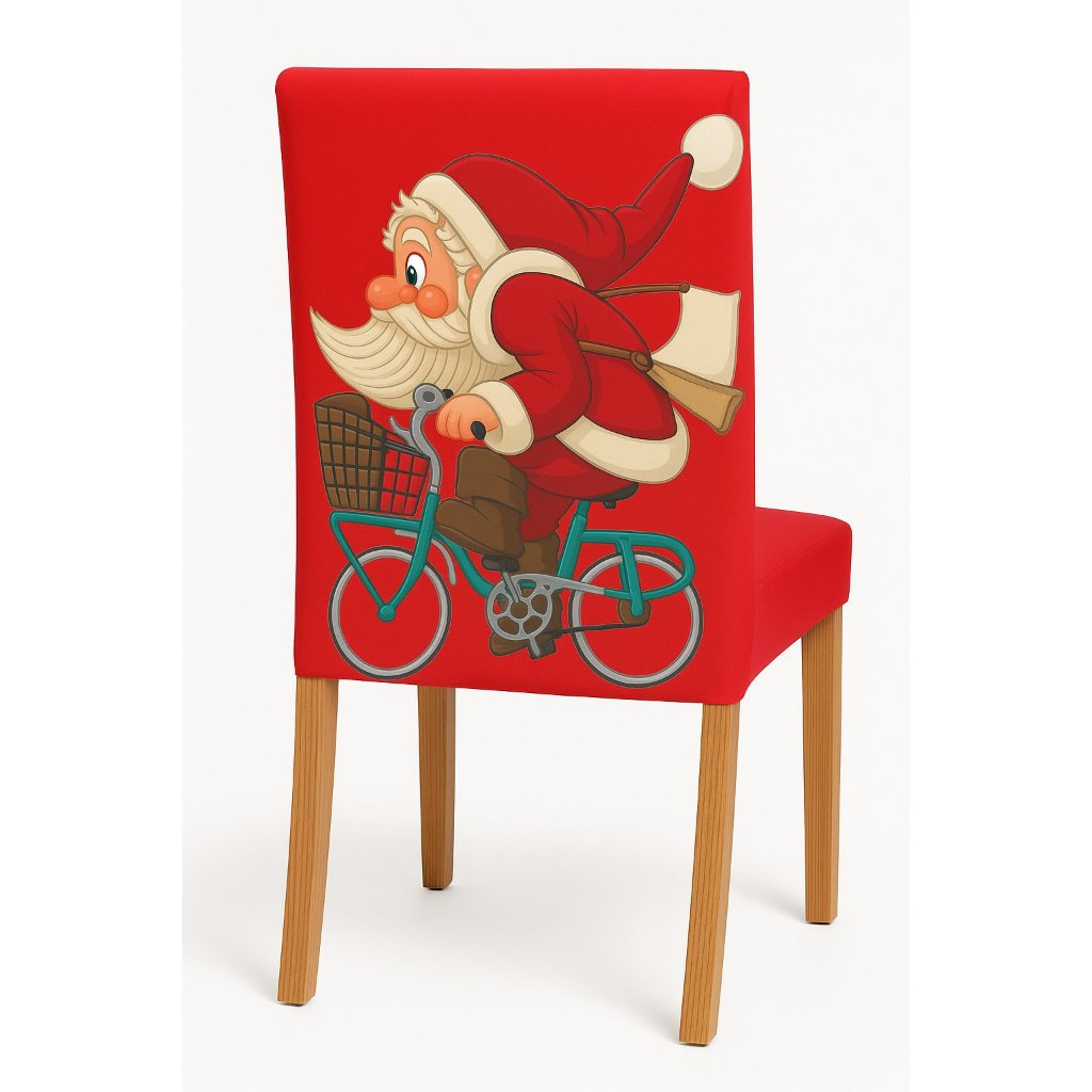 Capas de Cadeira Natalinas Elásticas – Papai Noel Feliz Natal