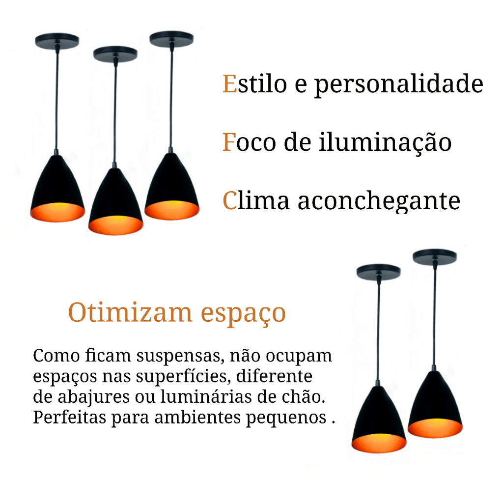 Kit 3 Luminárias Modernas