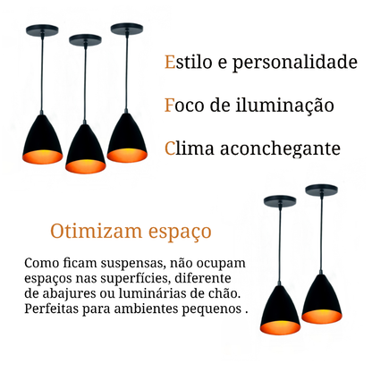 Kit 3 Luminárias Modernas