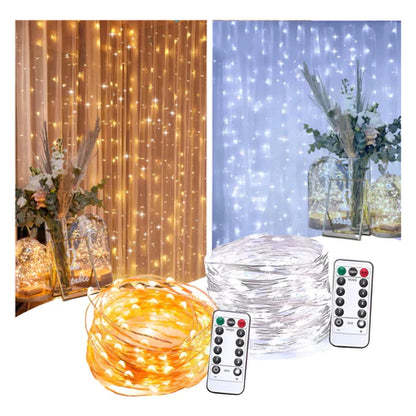 Cortina de Led com 300 Luzes e 8 Modos