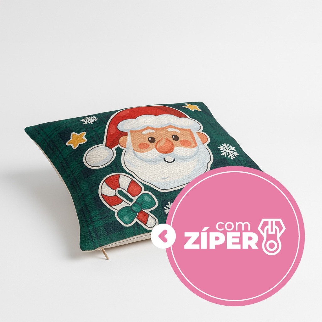 Kit 4 Capas de Almofadas Decorativas 45x45cm Feliz Natal
