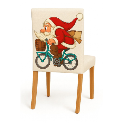 Capas de Cadeira Natalinas Elásticas – Papai Noel Feliz Natal