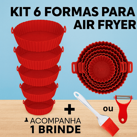Kit 6 Forma Antiaderente Para AirFryer + Pincel Culinario Grátis