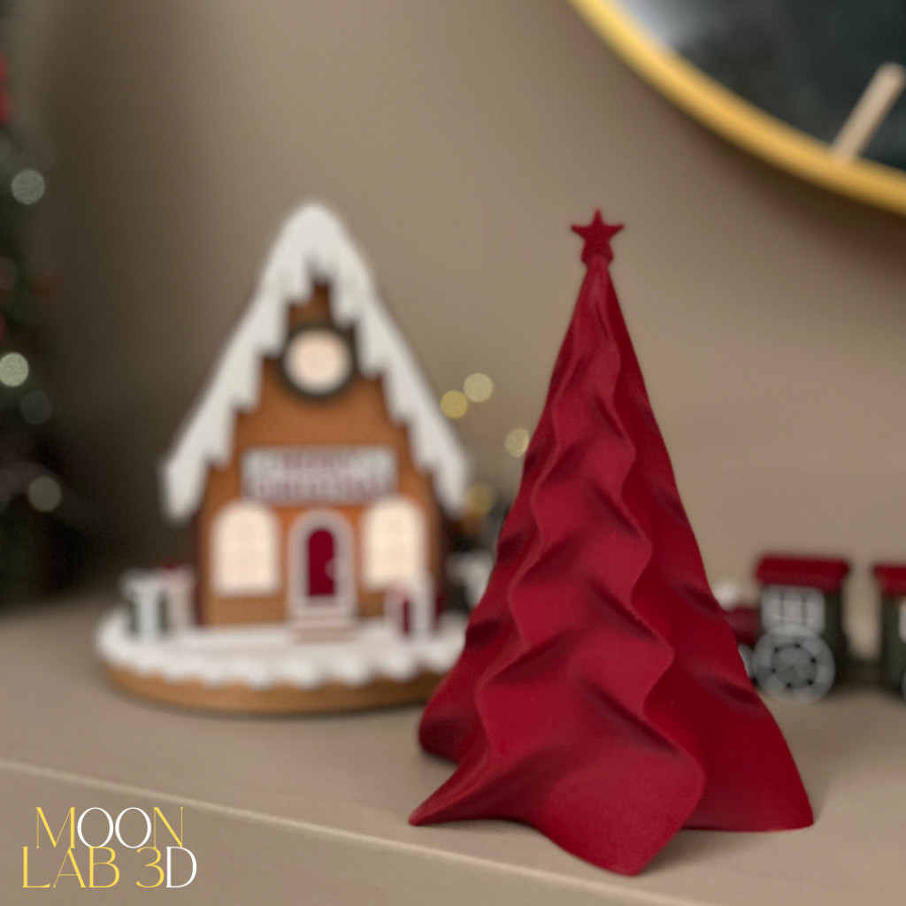 Kit 2 Árvores de Natal Modernas – Enfeites de Mesa para Natal - Vermelha (13cm) e Branca (11cm)