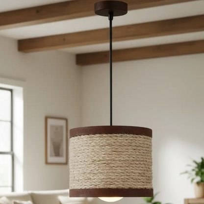 Luminária Pendente Lustre Madeira Retrô Vintage 17cm