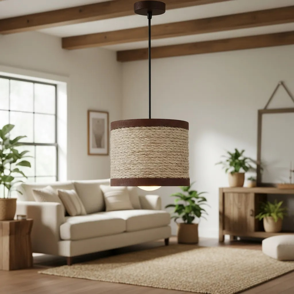 Luminária Pendente Lustre Madeira Retrô Vintage 17cm